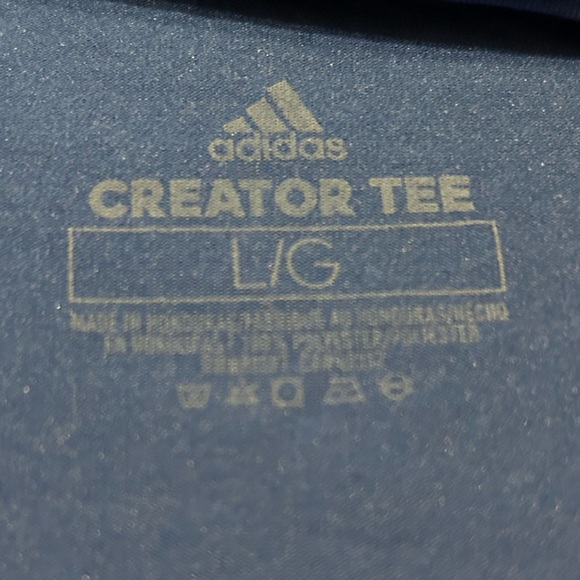 Adidas Creator Tee; KU Jayhawk blue; feels like dry fit. Size L. - Picture 2 of 3